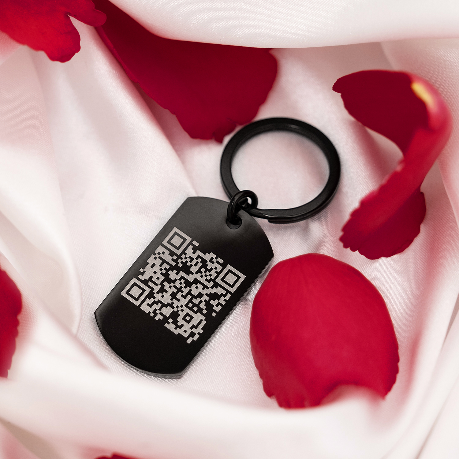 Sleutelhanger met QR code Zwart