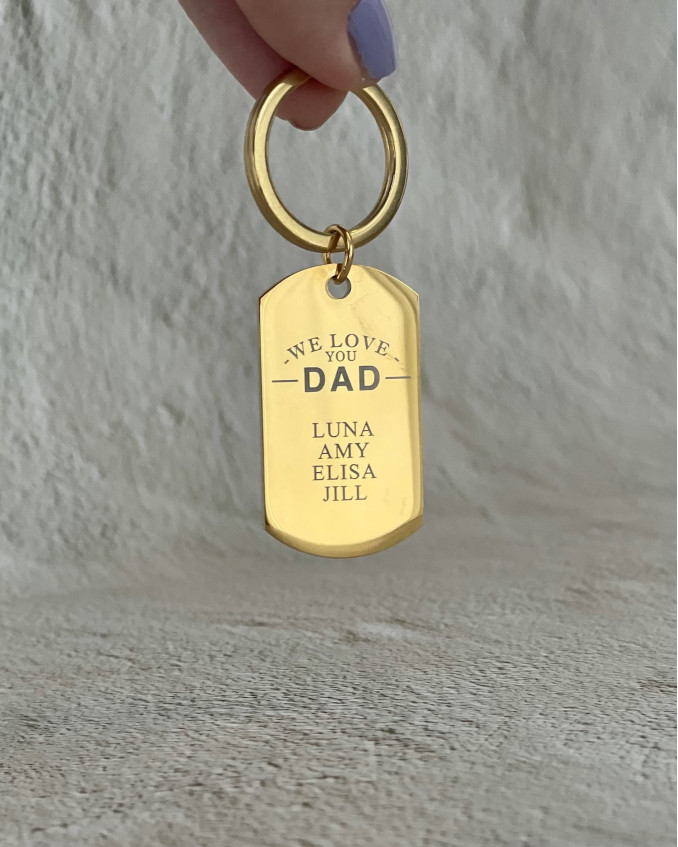 Gouden sleutelhanger voor papa met gravering