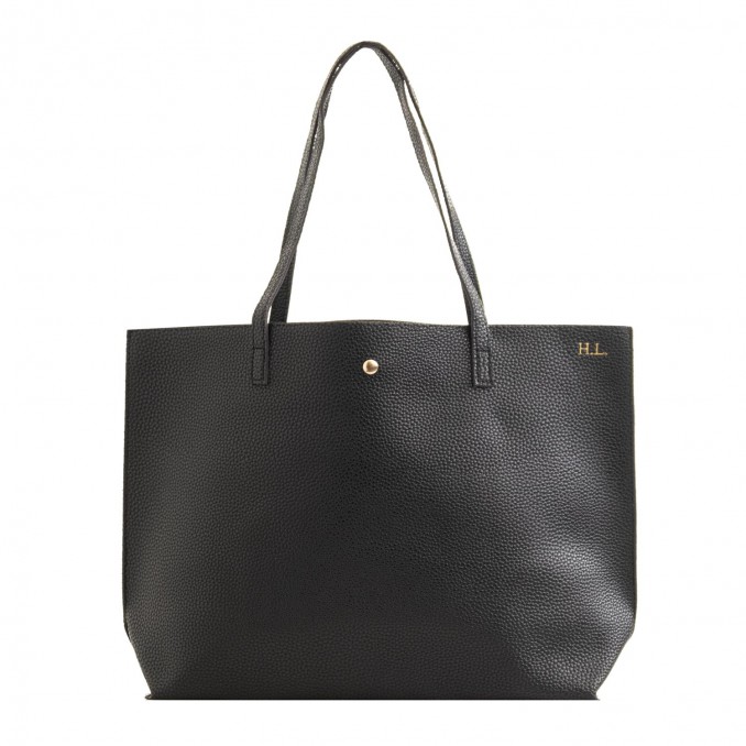 Shopper tas met initialen zwart | Tas met initialen 