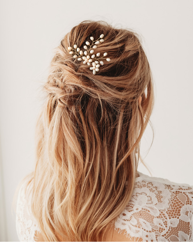 Haarpin cutest pearls rose goudkleurig