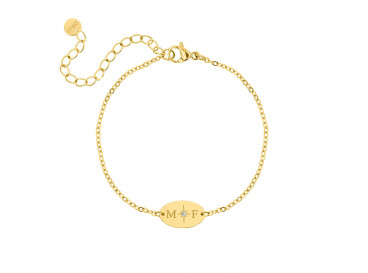 Armband 2 initialen ovaal goud kleurig