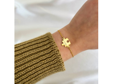 Puzzel armband met gravering goudkleurig