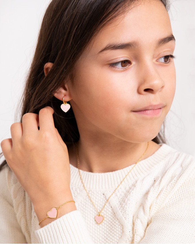 Pink heart armbandje kids goudkleurig | sieraden | DRKS.nl