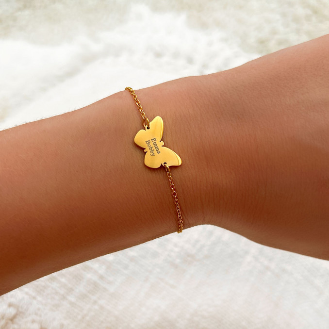 Gouden vlinder armband met initialen