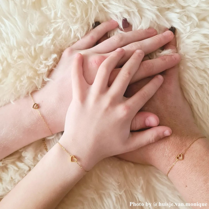 Moeder & dochter armband minimal heart goudkleurig