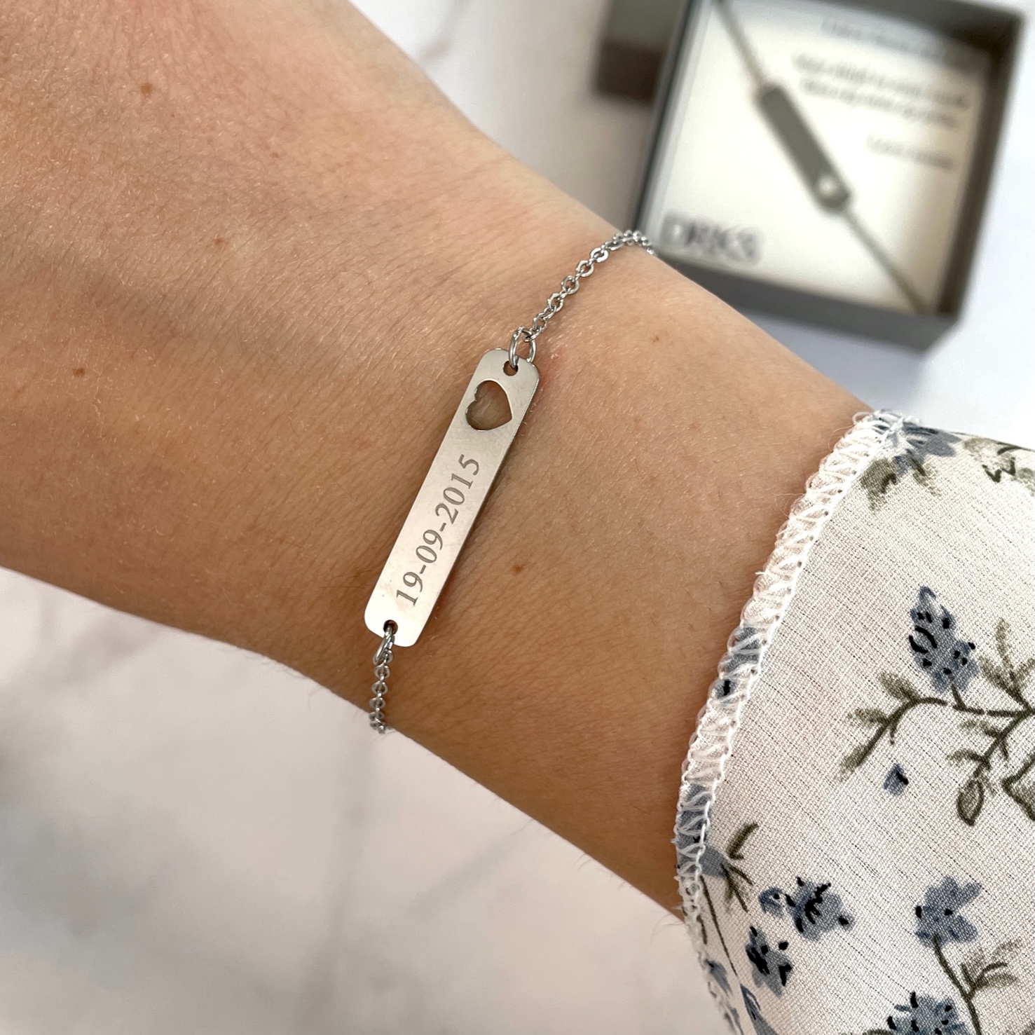 Moeder & dochter armband graveerbare bar