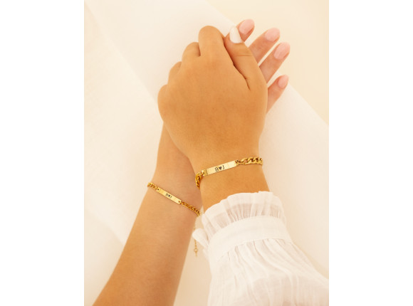 Moeder & Kind armband graveerbaar goud kleurig