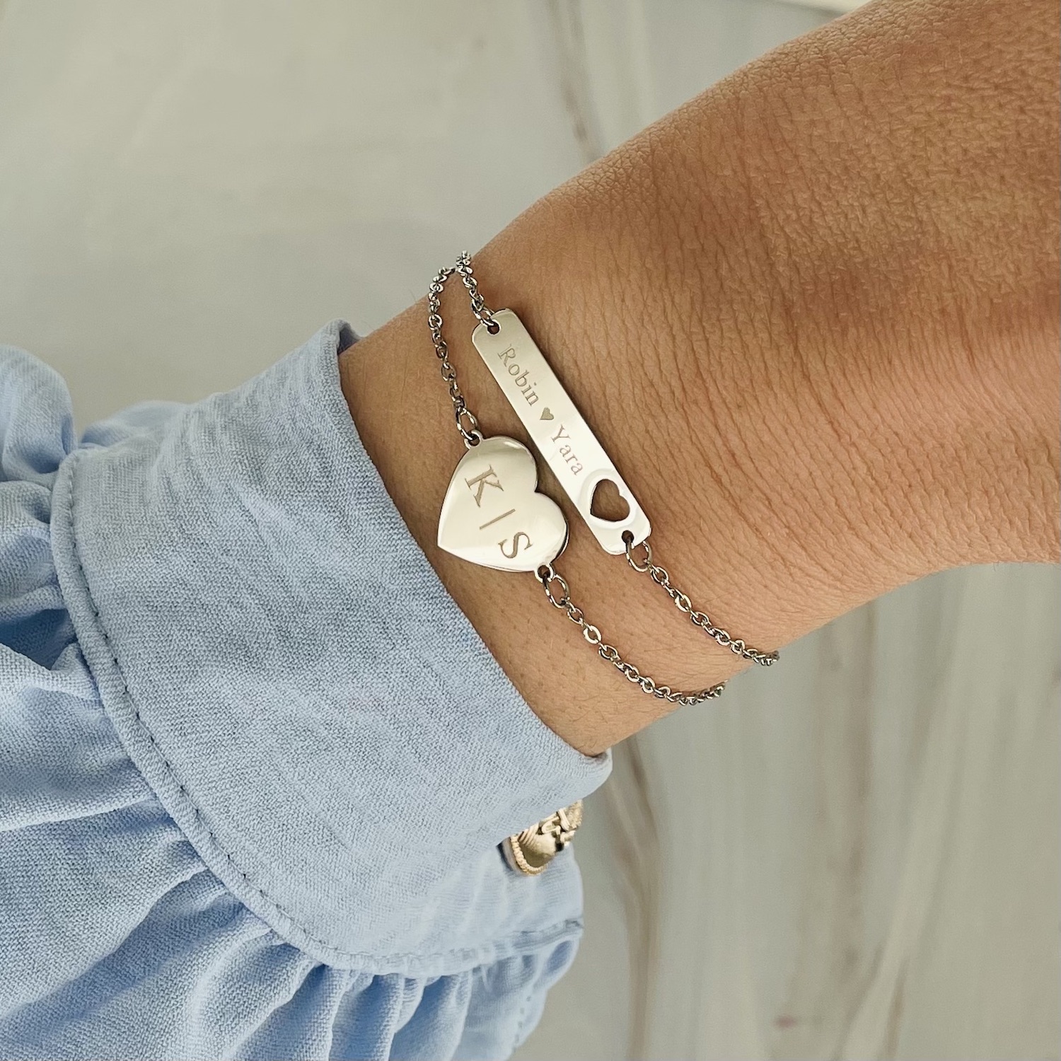 Graveerbare Moeder & dochter armband love