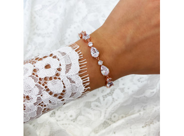 Bruids armband met steentjes rose verguld