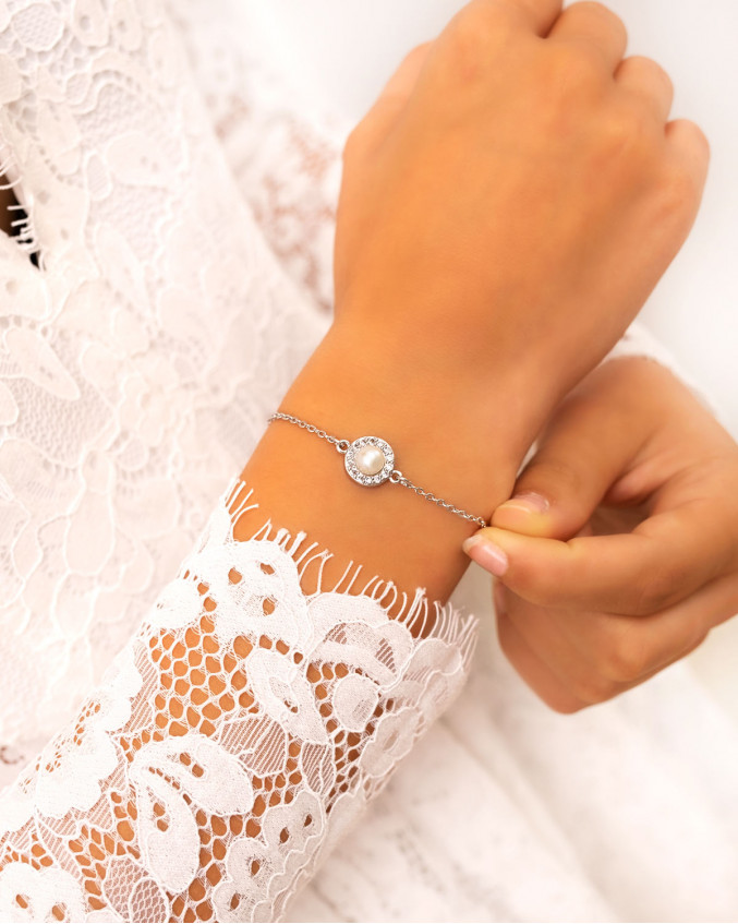 Zilveren armband voor de bruid met parel