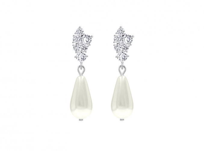 Sparkle oorbellen met faux pearl in ivoor kleur