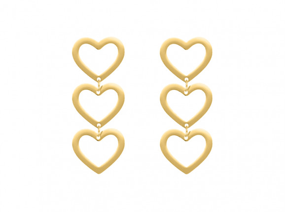 Triple open heart earrings goldplated