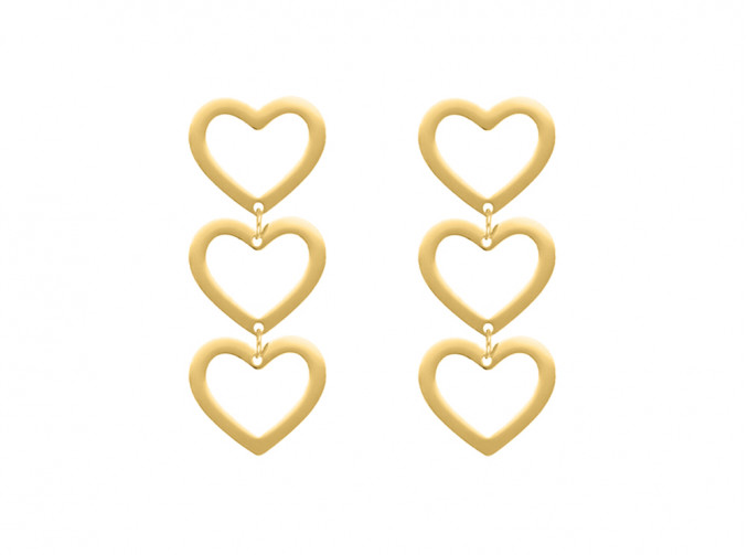 Triple open heart earrings goldplated