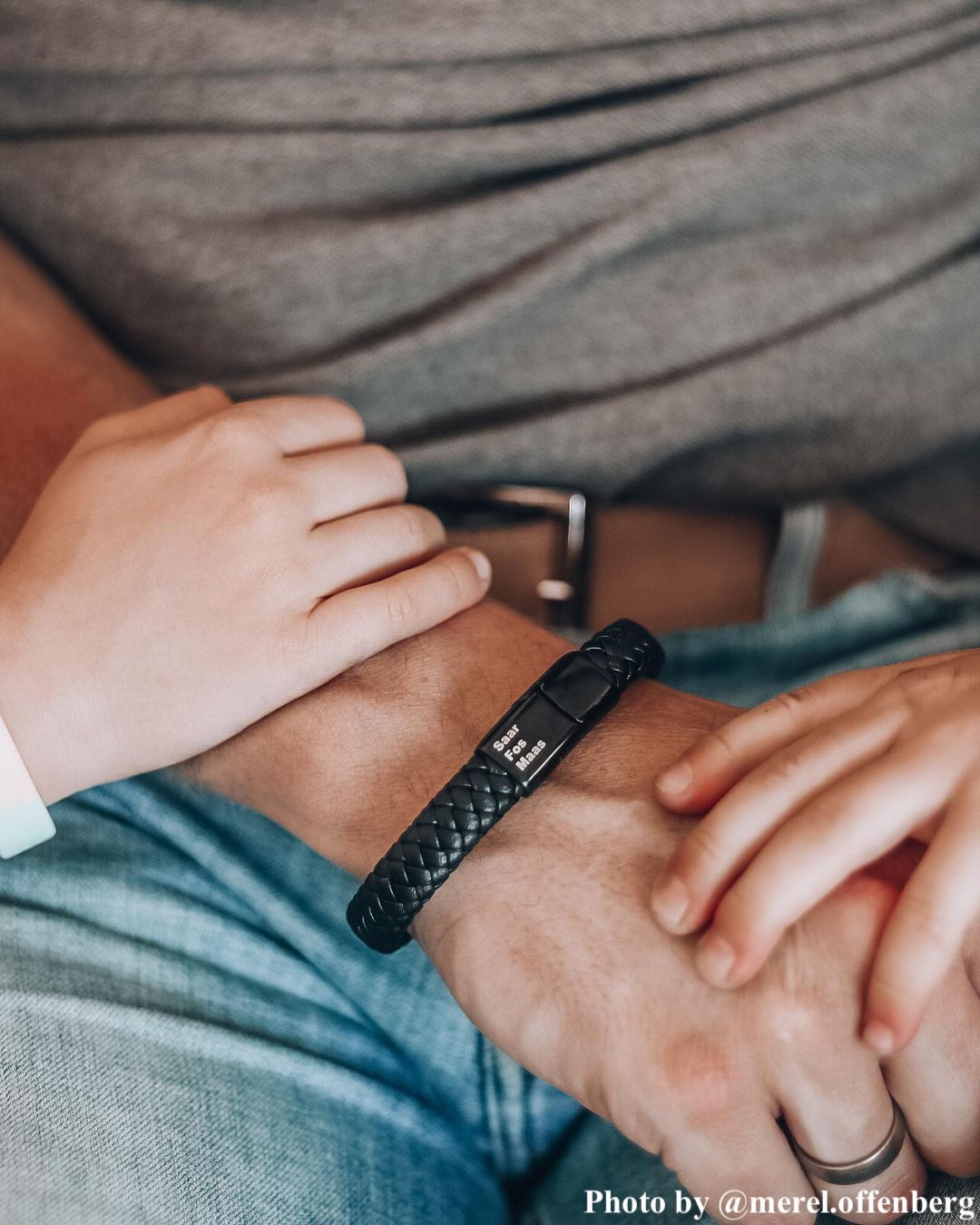 Graveerbare Leren Mannen Armband Zwart