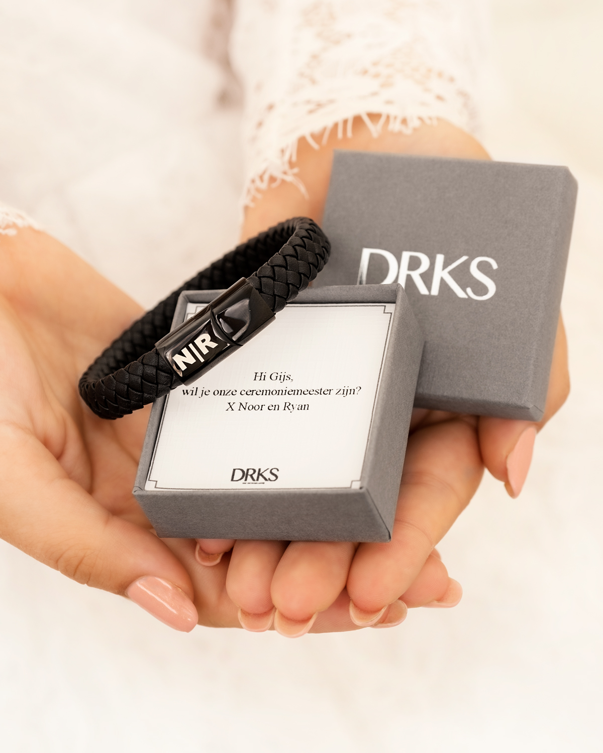 Graveerbare Leren Mannen Armband Zwart