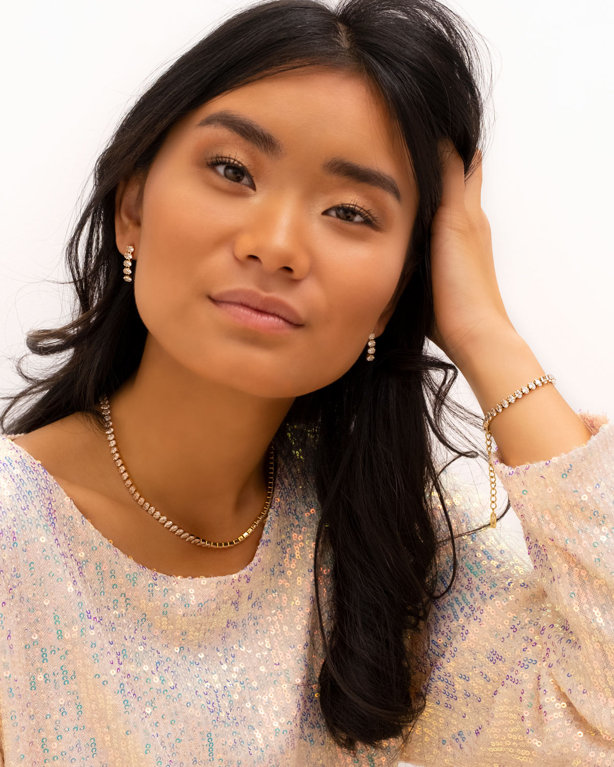 Tennis necklace oval goldplated Sparkle ketting Shop DRKS