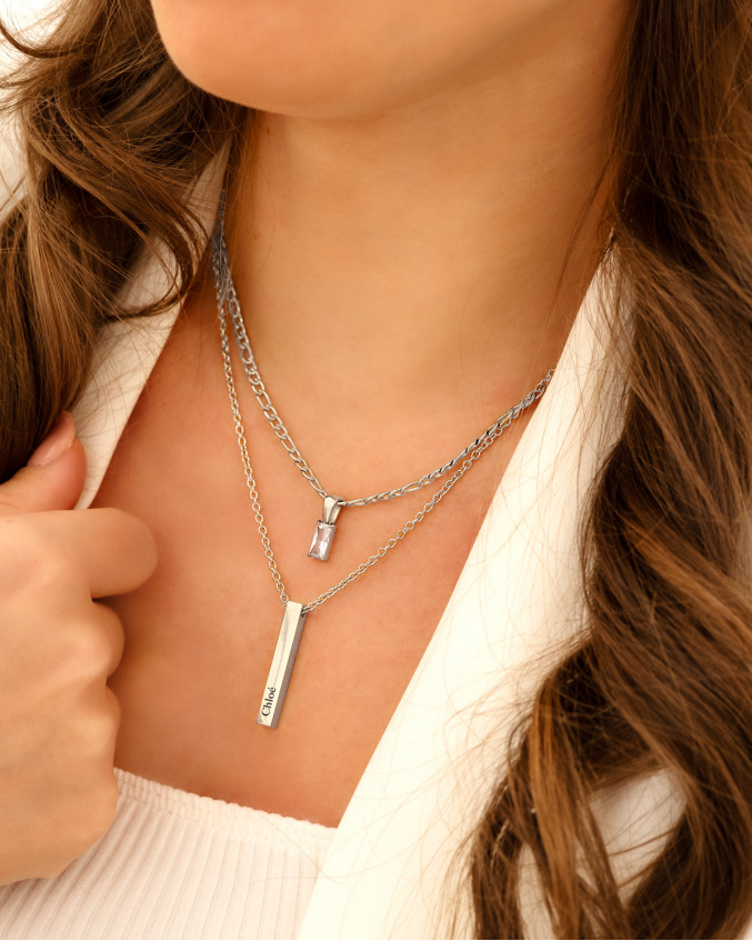 Zilveren necklaceparty met naam ketting