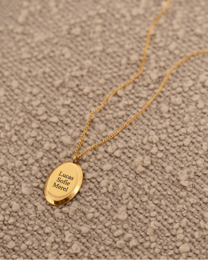Gouden Graveerbare ketting oval charm