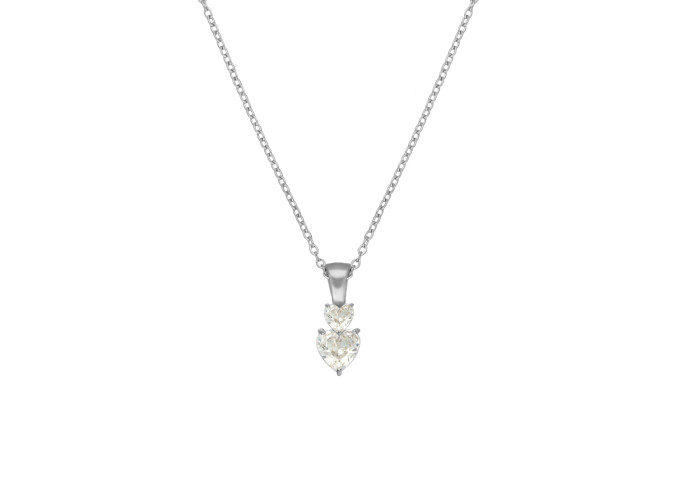 Ketting double crystal hearts