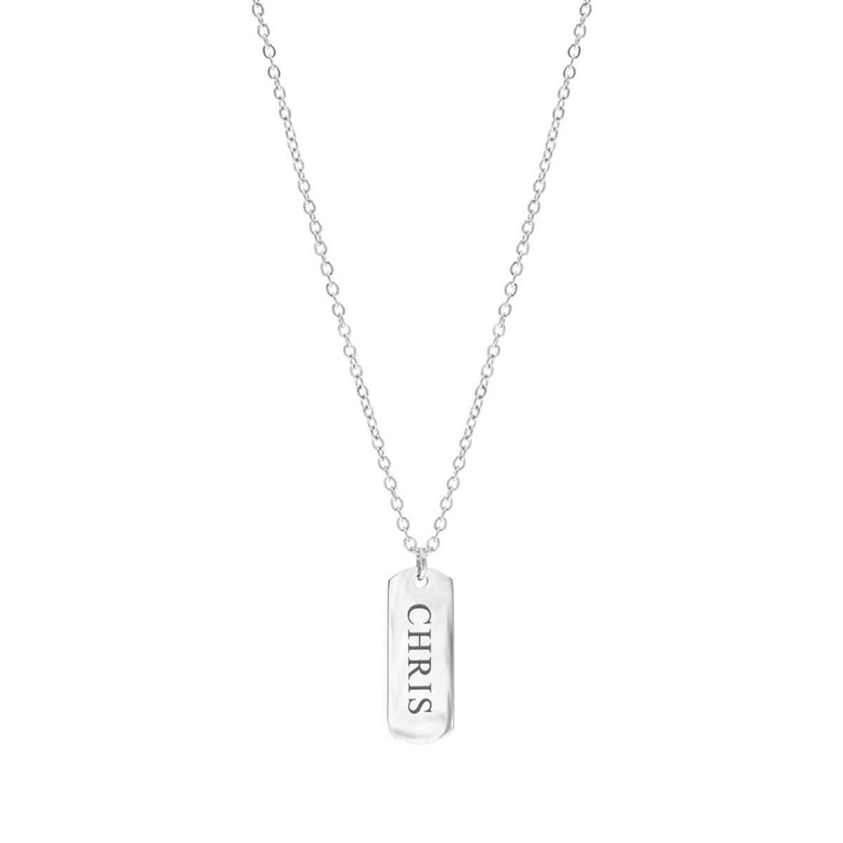 Zilveren graveerbare ketting met bar