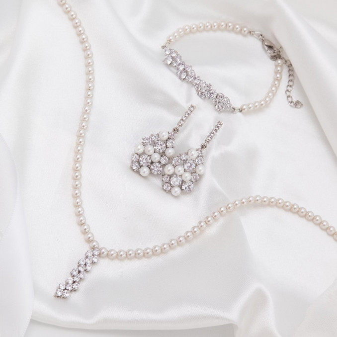 Sparkle sieraden set met mooie parels voor de bruid