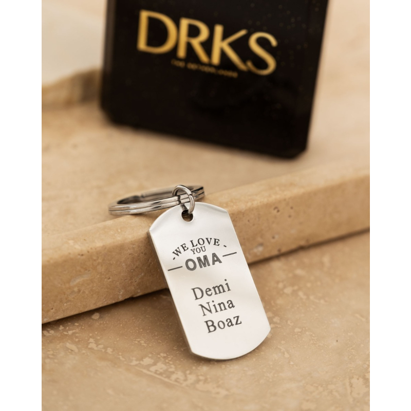 Sleutelhanger met naam - We love you oma!