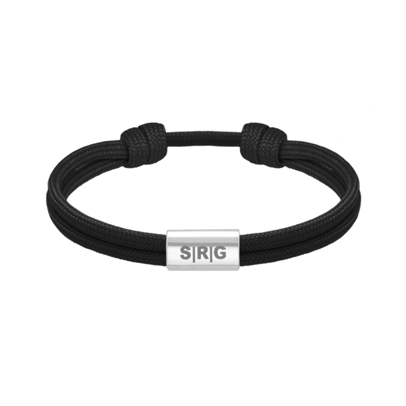 Naam armband heren zwart zilverkleurig