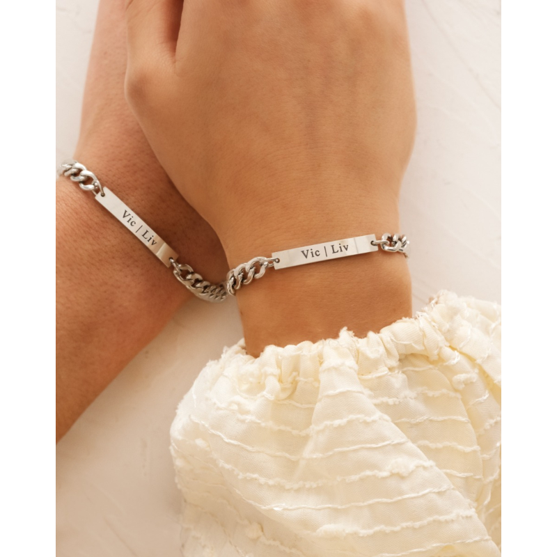 Graveerbare Schakelarmband Couple