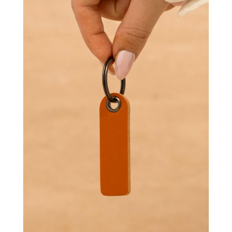 Leren sleutelhanger cognac