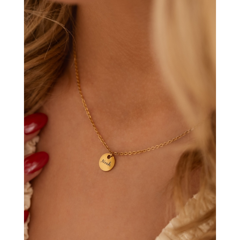 Ketting met naam op muntje Goud Kleurig
