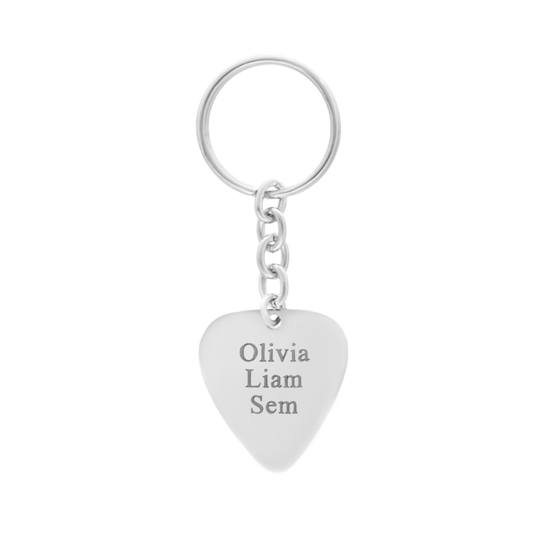 Plectrum sleutelhanger zilver