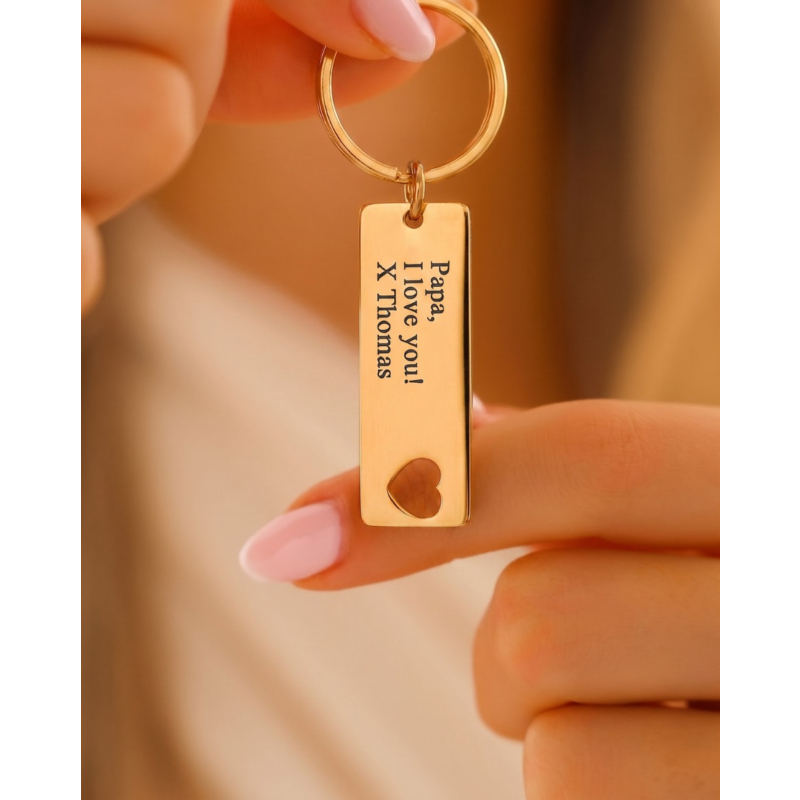 Graveerbare bar sleutelhanger with love goudkleurig