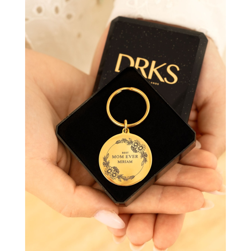 Coin sleutelhanger met mama naam goudkleurig