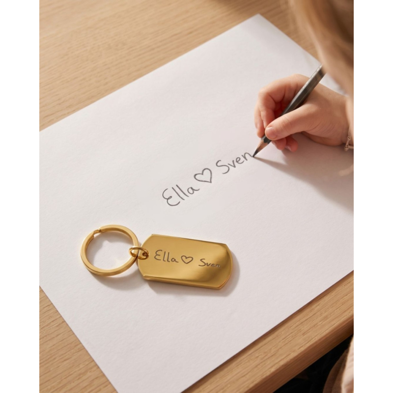 Sleutelhanger Met Eigen Tekst Goudkleurig