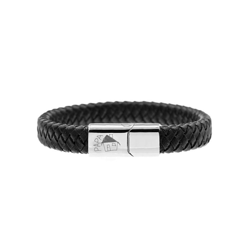 Leren mannen armband met handschrift