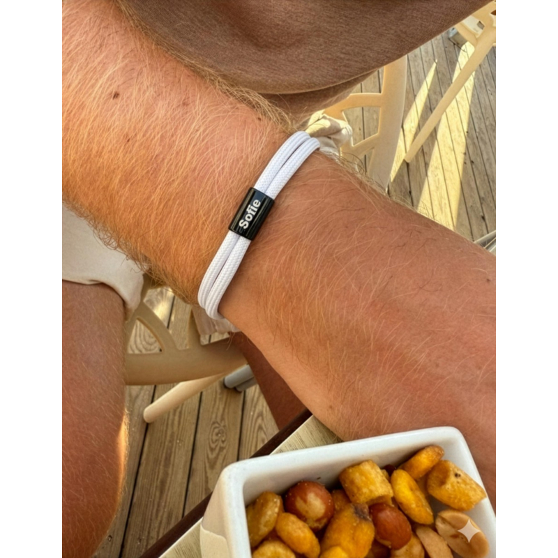 Naam armband heren wit