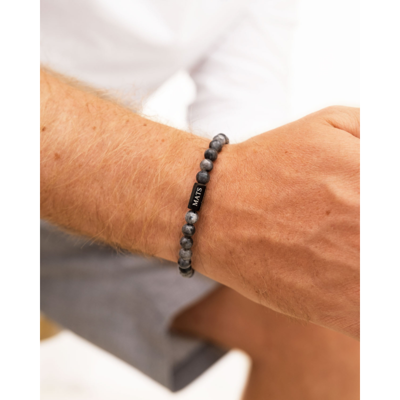 Kralen armband heren met naam grijs