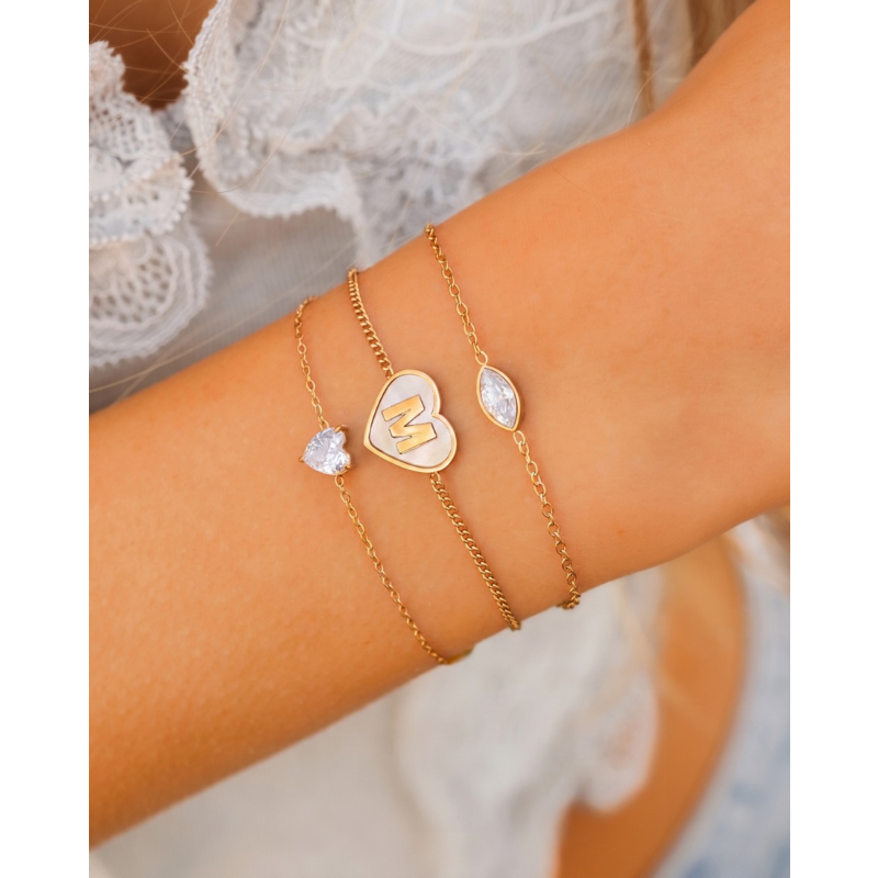 Armband crystal heart goudkleurig