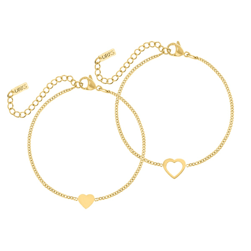 Moeder en dochter armbanden hartjes in goud