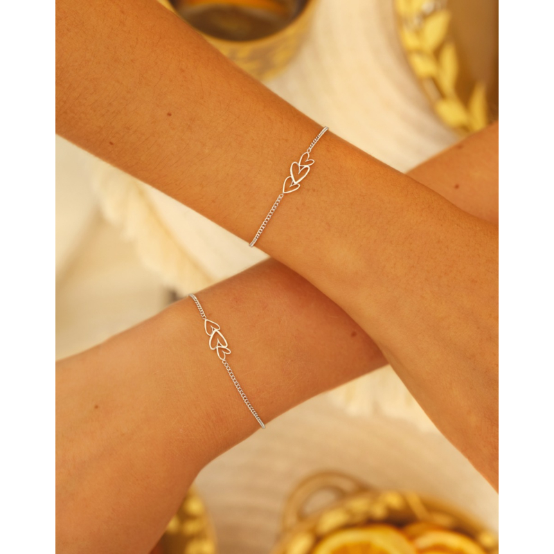 Moeder & dochter armband triple heart