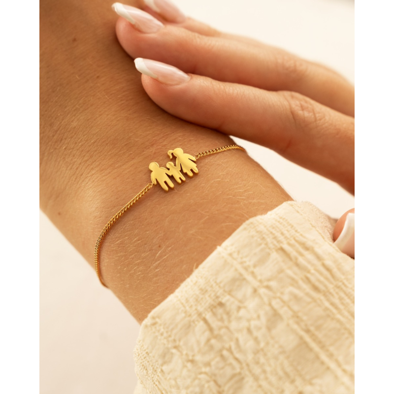 Armband man vrouw en kind goudkleurig