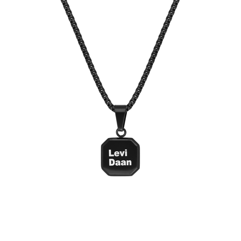 Mannen ketting graveren zwart