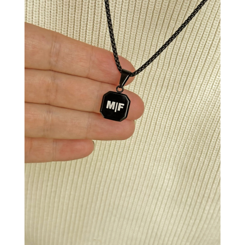 Mannen ketting graveren zwart