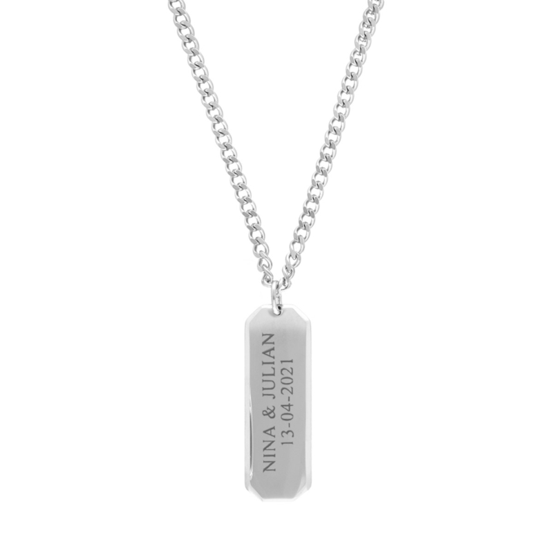 Heren ketting graveerbare bar