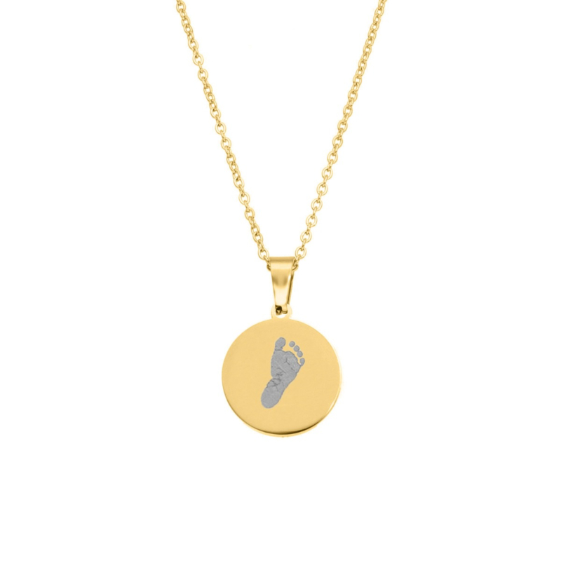 Graveerbare ketting voetafdruk goudkleurig