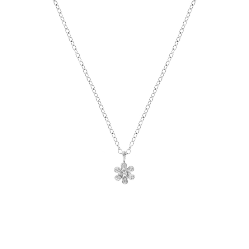 Bloem ketting zilver