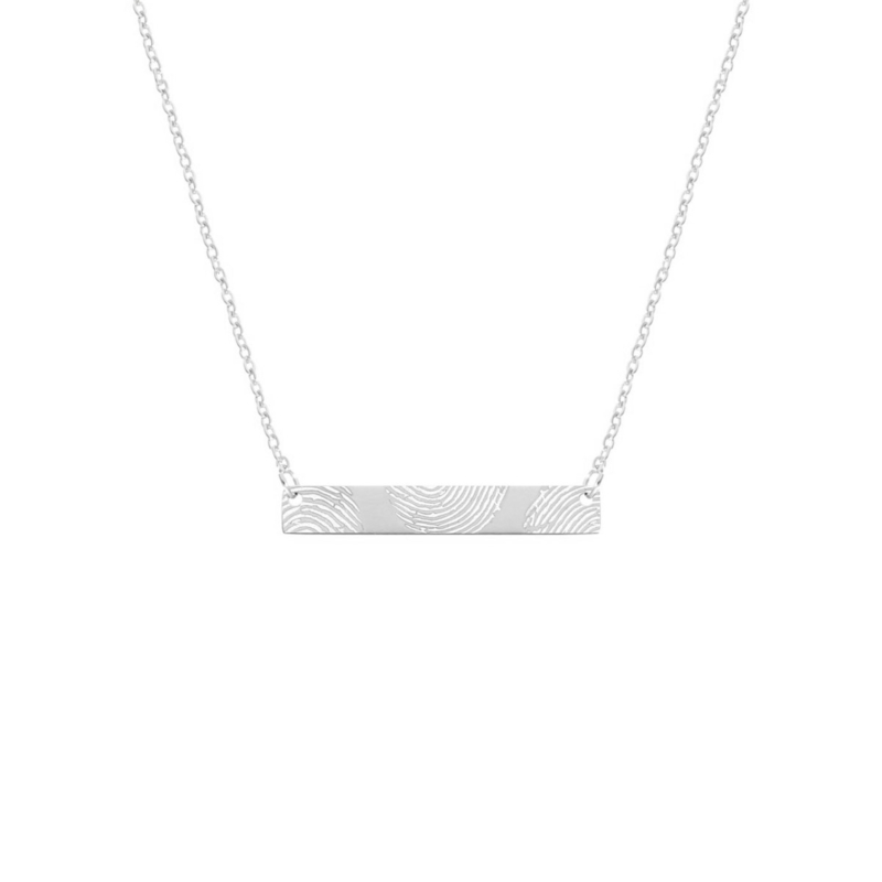 Ketting bar met 3 vingerafdrukken zilver
