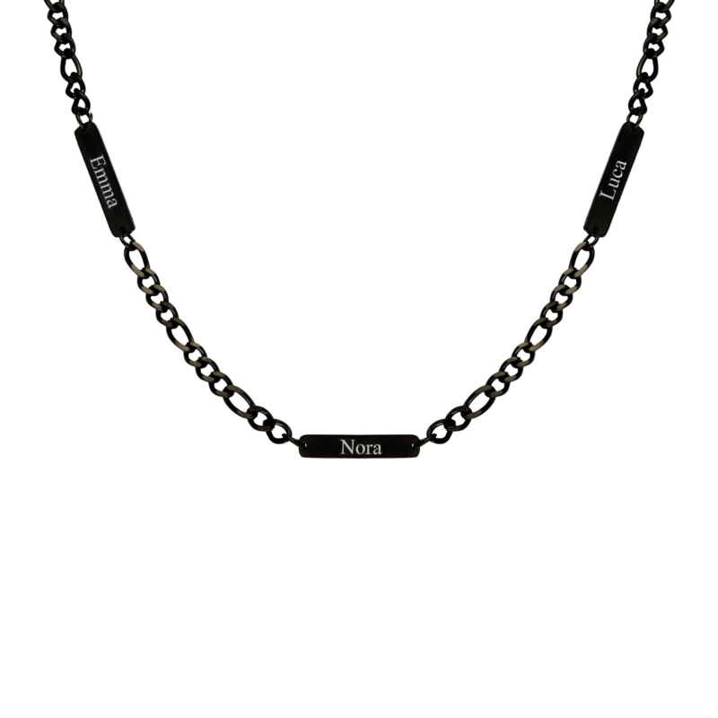 Heren ketting met namen zwart