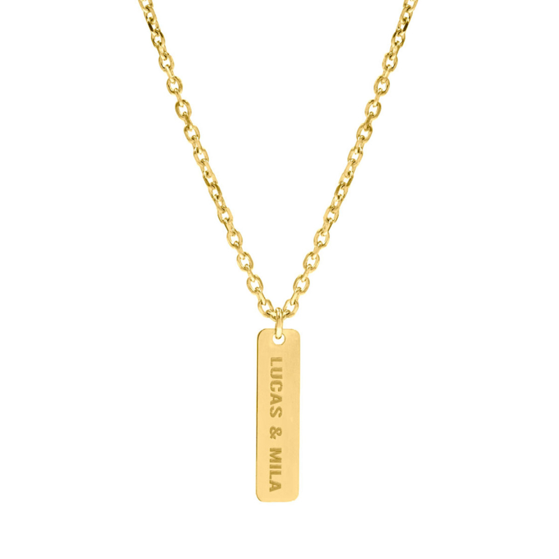 Heren ketting met tekst goud