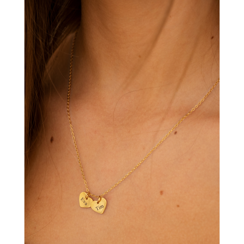Mama hartjes ketting met namen kleur goud